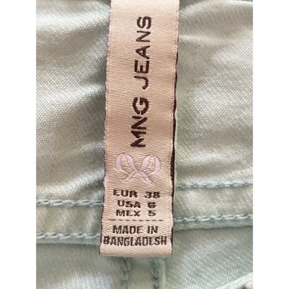 MNG Mango Mint Green Skinny Jeans with Gold Sequin Pockets – Size US 6  NWT - Picture 7 of 9